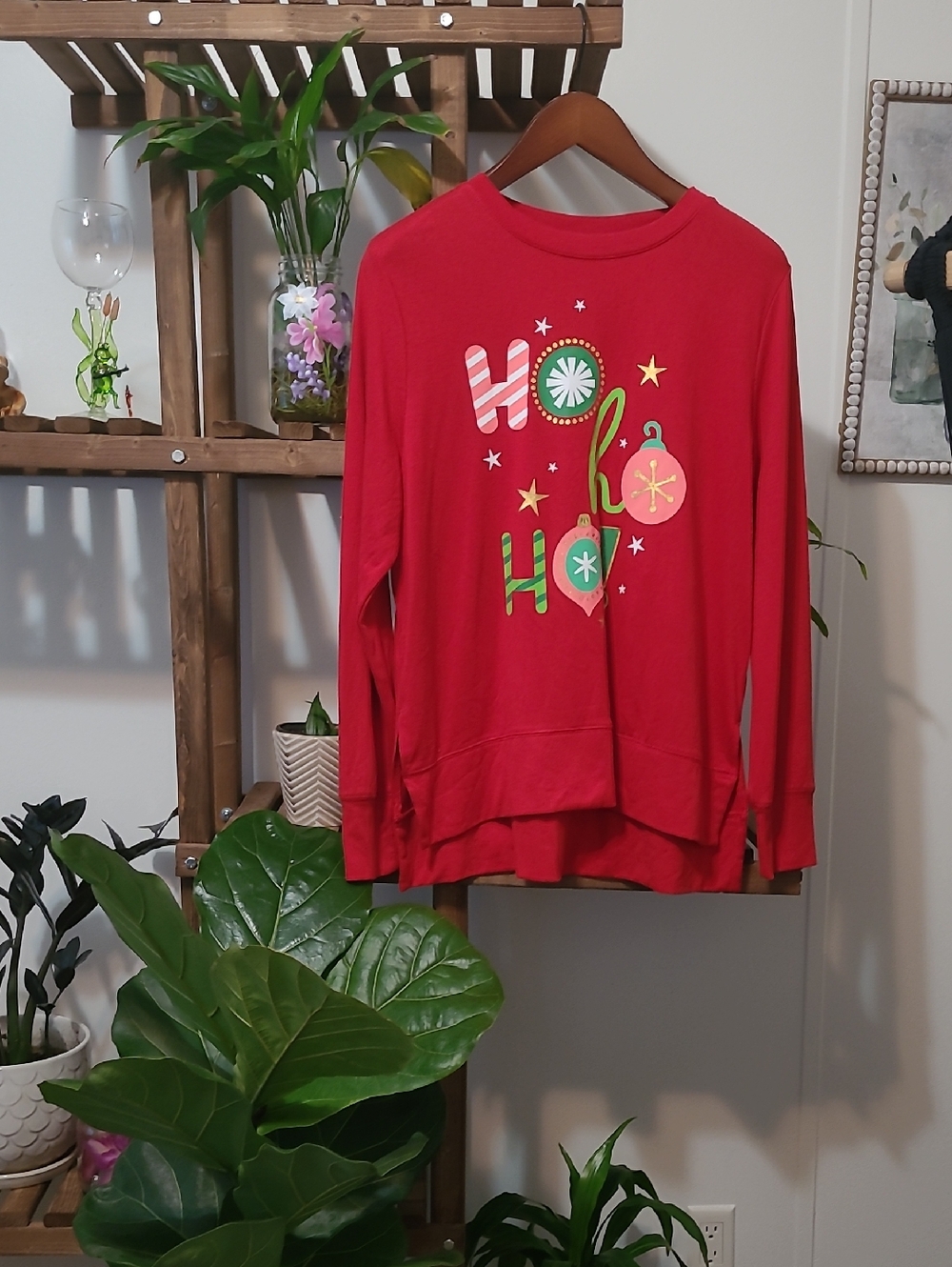 3/$25 Lightweight Christmas Split Hem Knit Top